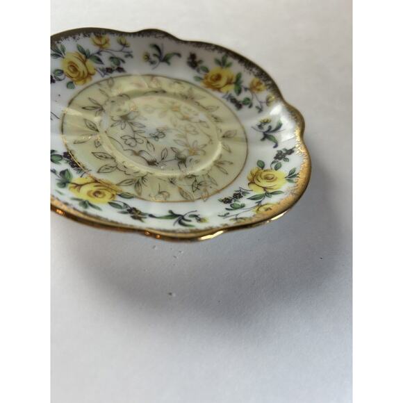 Vintage Napco Japanese Iridescent Footed Yellow‎ Rose Tea Saucer #1DD240 - Picture 3 of 5